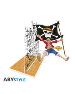 One-Piece-Luffy-mit-seiner-Flagge-15cm-Acrylbuchstuetze-1