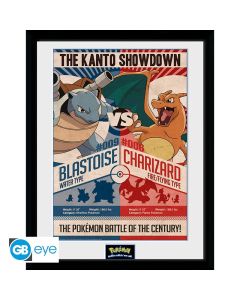 Pokemon-The-Kanto-Showdown-Turtok-vs-Glurak-30x40-Rahmenbild