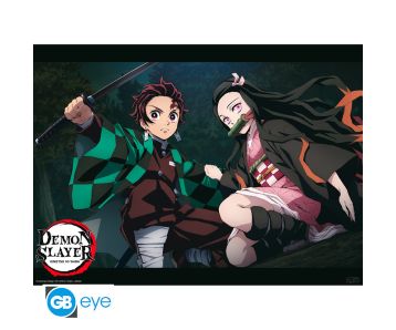 Demon Hunter - Tanjiro and Nezuko Fight Position - 52x38cm Chibi Poster